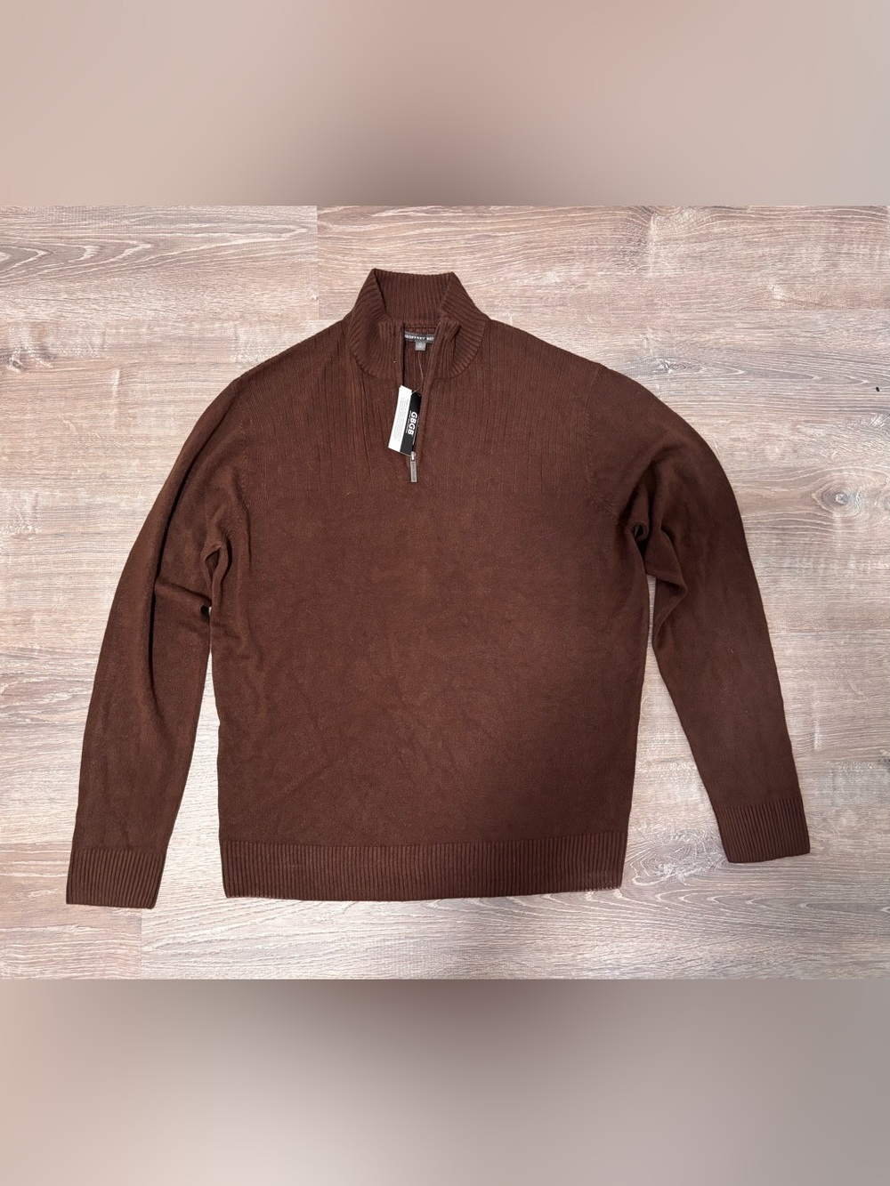 NWT GEOFFREY BEENE Men's Brown 1/4 Zip Pullover Sweater Size XL